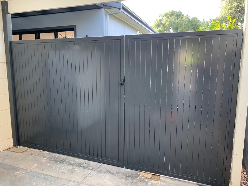 Wooden automated driveway aluminium steel security gates adelaide